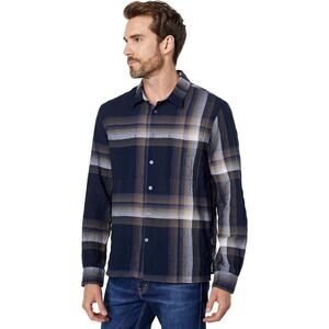 John Varvartos Blue Plaid Cole Light Weight Button Up Shirt L
